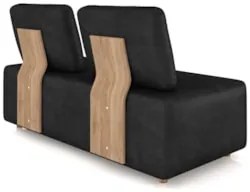 Sofá 2 Lugares 148cm Sala de Estar Rovier Sintético Preto Z32 - Mpozen