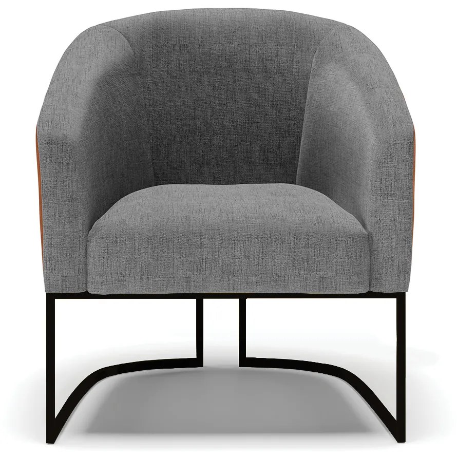Poltrona Decorativa Industrial Preta Stella Nozes/Linho Grafite D03 - D'Rossi