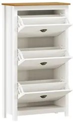 Sapateira de Madeira 3 Portas 70cm Estilo Americano Lázio F07 Branco/C