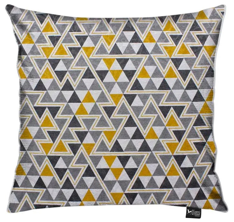 Capa para Almofada Tecido Estampado Triângulo Amarelo e Cinza D97 45x45 cm - D'Rossi