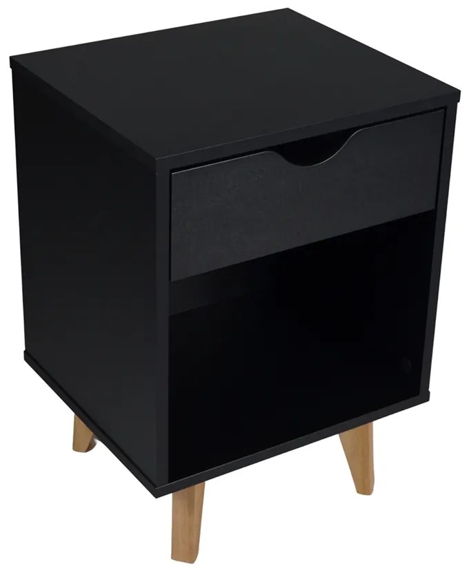 Mesa de Cabeceira Bilbo Com 01 Gaveta Preto - D'Rossi