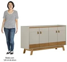 Buffet Aparador Para Sala 4 Portas Luzzo L06 Nature/Off White - Mpozen