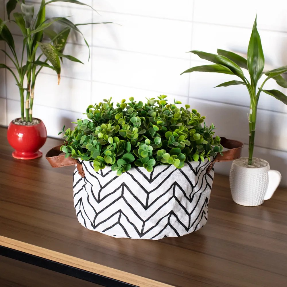 Cesto Decorativo Multiuso Organizador ZigZag Branco 15x26x26 cm - D'Rossi