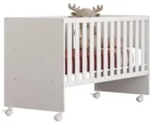 Berço Reto Para Colchão 130x60 Com Rodízios Doce Sonho Branco - Qmovi