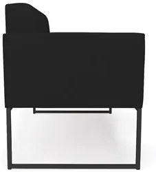 Sofá Namoradeira e 2 Poltronas Base Industrial Preto Ana Linho Preto -