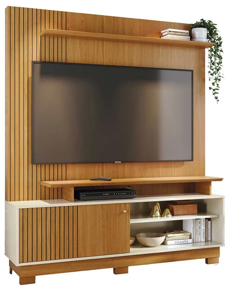 Home Theater Homero MDP 2 Prateleiras até 65 Cinamomo/OffWhite G97 - Gran Belo