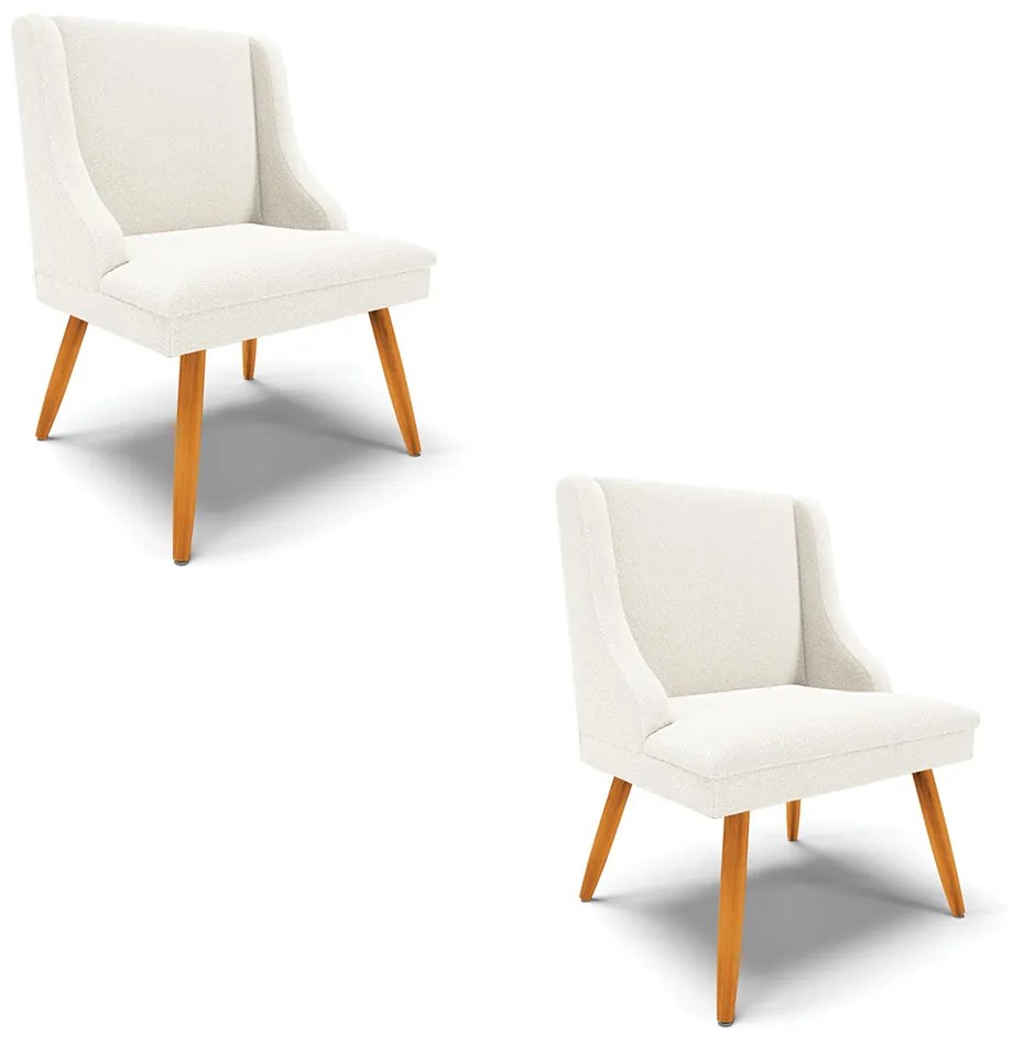 Cadeira Sala de Jantar Pé Palito Castanho kit 2 Liz Bouclê D03 - D'Rossi - Off White
