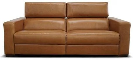 Sofá Nirol Reclinável Retrátil 2 Lugares Couro Kamel Pés Em Madeira 224cm - 69559 Sun House