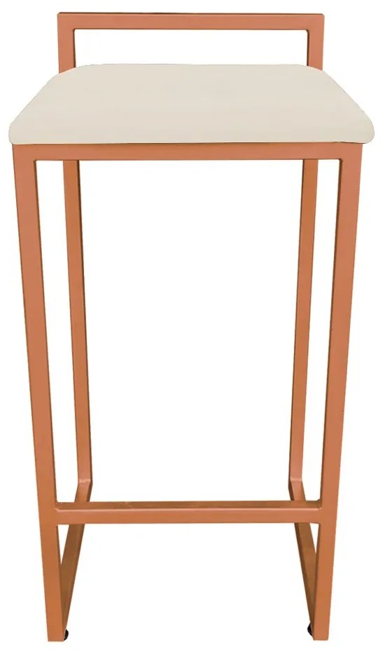 Banqueta Alta Industrial Pietra Suede Bege Base Cobre D'Rossi