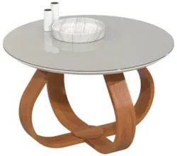 Mesa de Centro Redonda Alta Pé de Madeira Samba Off White E05 - Mpozen
