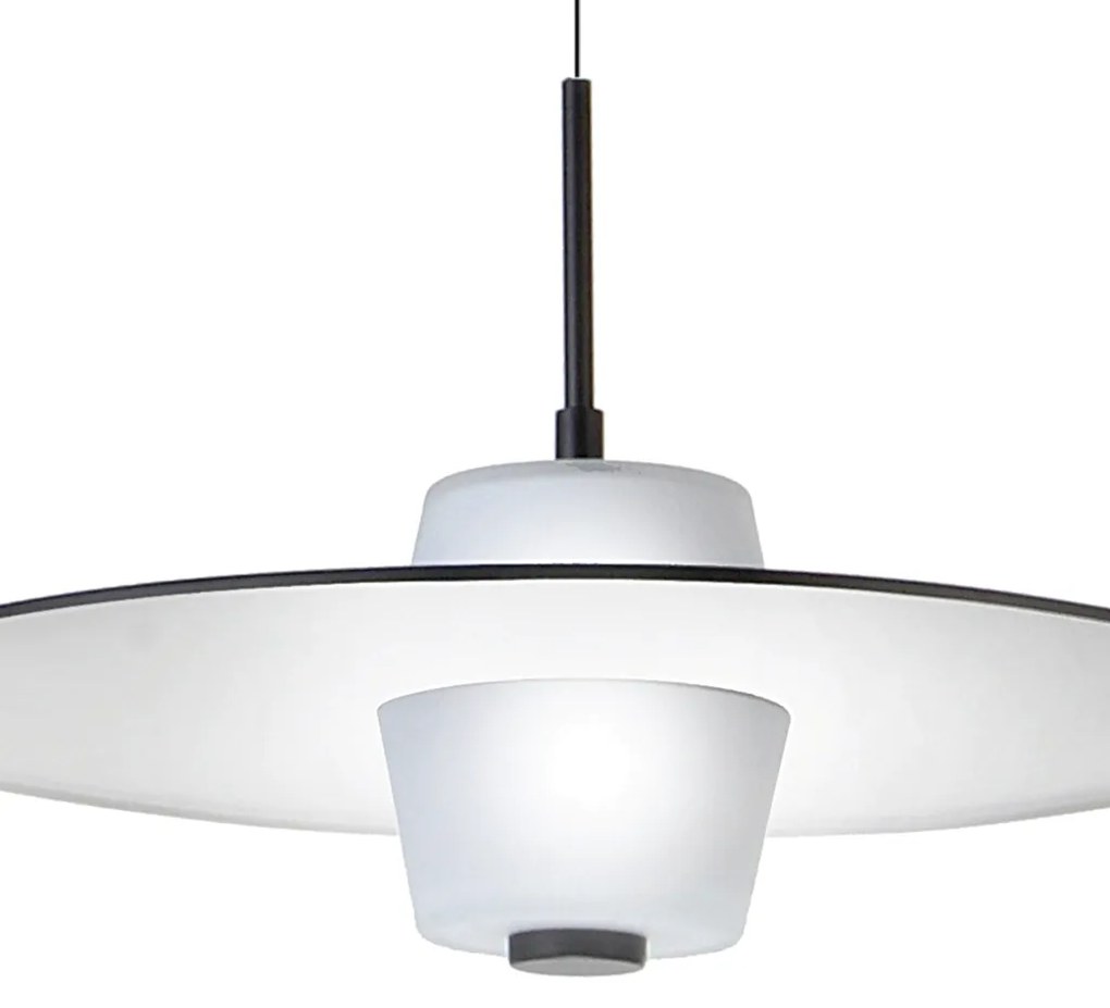 Pendente Eclisse Ø40X30Cm Disco Plano Metal Alumínio E Vidro Duplo 04X... (GRAFITE)