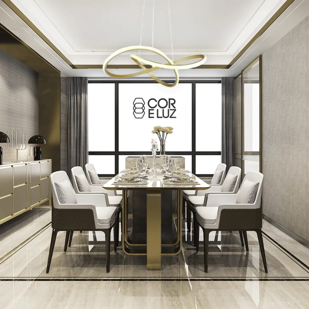 Pendente Trilha Ø60X10Cm Led 30W 3000K Bivolt / Dourado |S&l Iluminaçã... (Dourado)