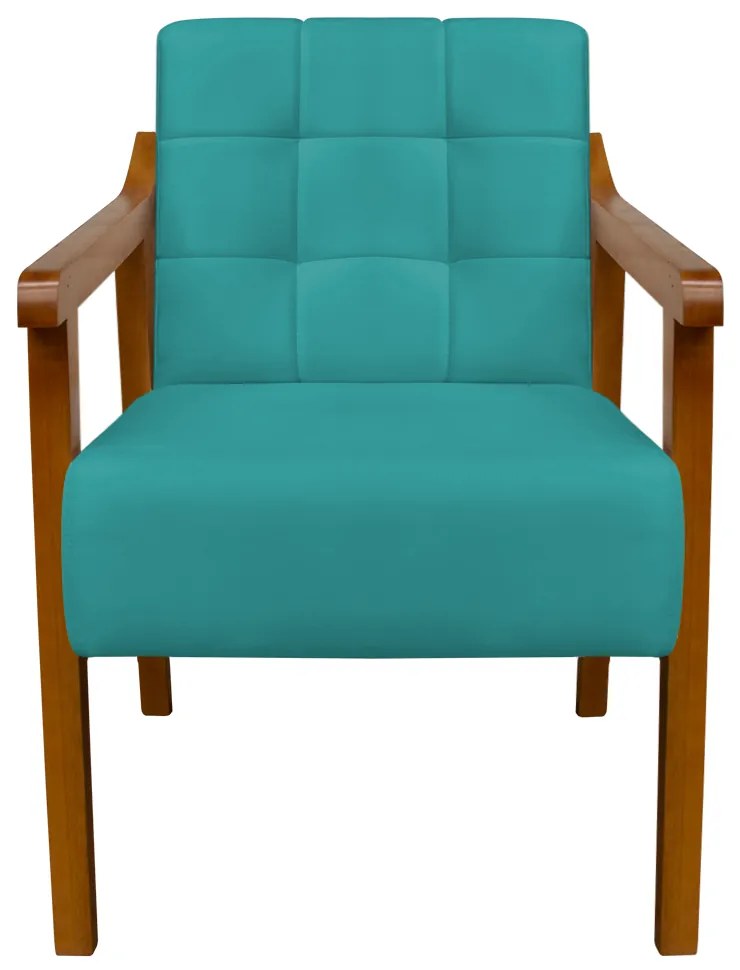 Poltrona Decorativa Vênus Veludo Azul Tiffany