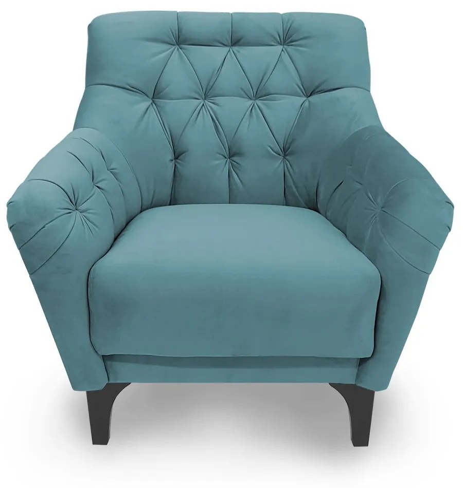 Poltrona Decorativa Roma Botonê Pés Madeira Veludo Turqueza - Sheep Estofados - Água