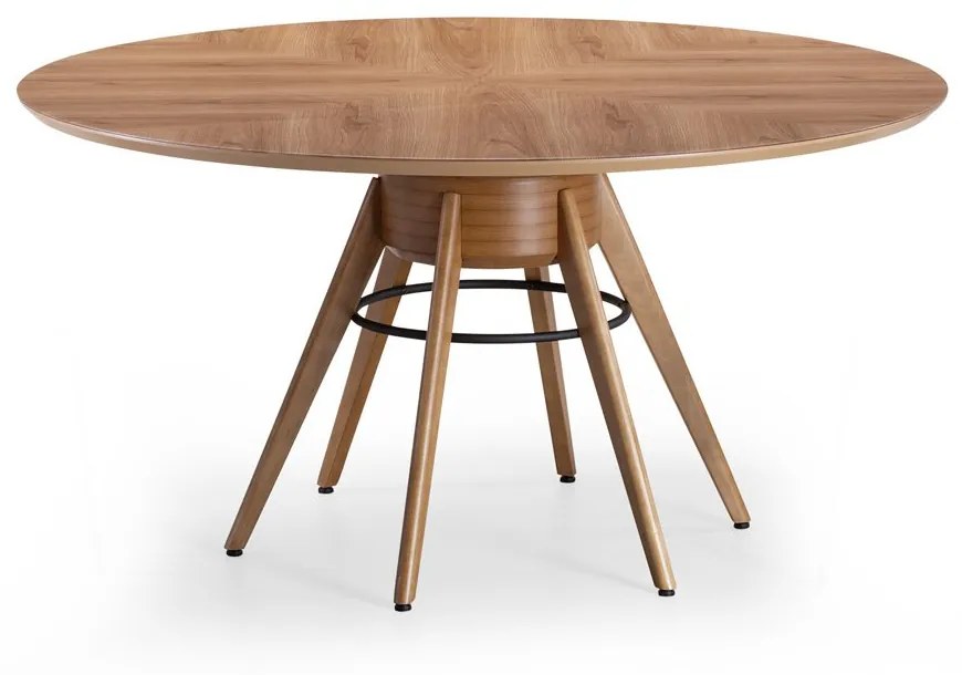 Mesa de Jantar Maiane Redonda 6 Pés Tampo com Vidro Pintado Base com Laminado Melamínico Aro em Aço Carbono