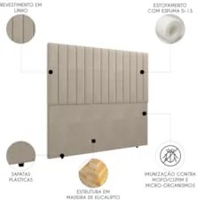 Cabeceira Cama Box Queen 160cm Estofada Plutus Saturno Bege Z04 - Mpoz