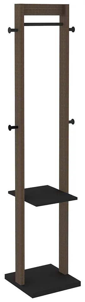 Cabideiro Grande para Quarto Sala de Estar AZ1019 MDP Nogal/Preto G69 - Gran Belo