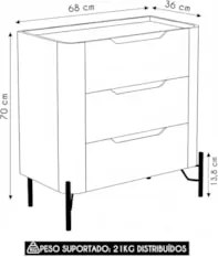 Mesa Cabeceira Para Quarto 68cm Kit 2 Blen Musgo/Preto I06 - Mpozenato