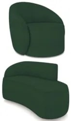 Sofá 2 Lugares 140cm Wendi e Poltrona Steve Boucle Verde I01  - Mpozen