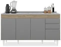 Armário de Cozinha Modulado de Canto Esquerdo 4 Peças CP51 com Pia Ino
