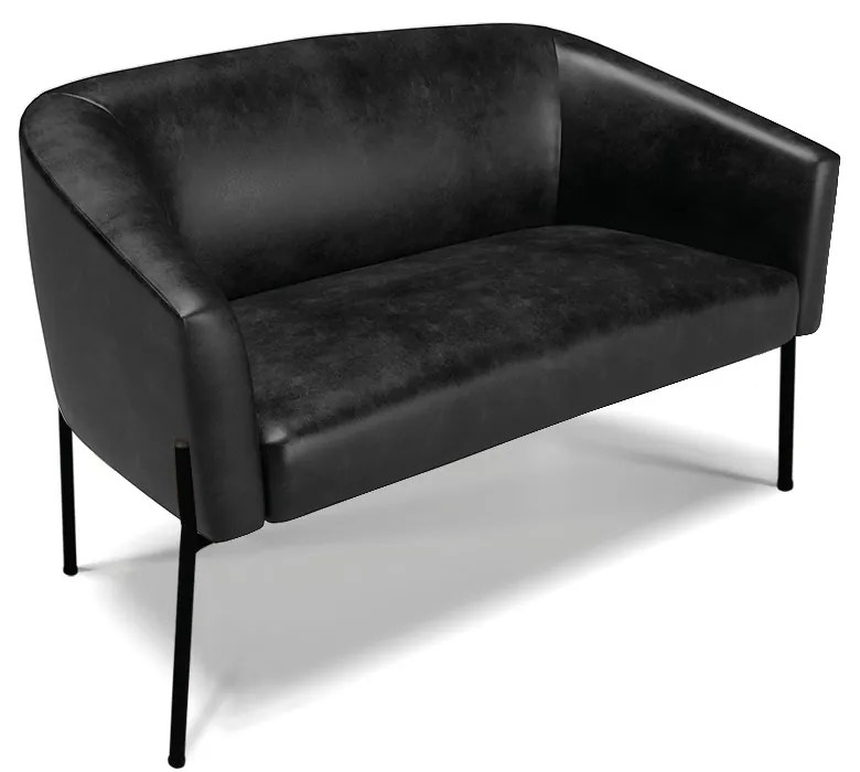 Namoradeira e 2 Poltronas Pé de Ferro Preto Stella Sintético PU D03 - D'Rossi - Preto