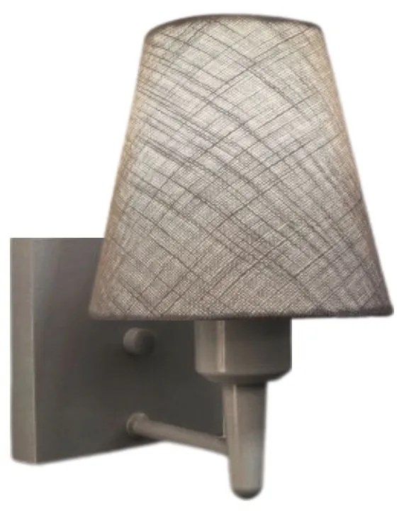 Arandela Quadrada Md-2034 Cinza Cúpula em Tecido Cone Rustico Cinza - Bivolt