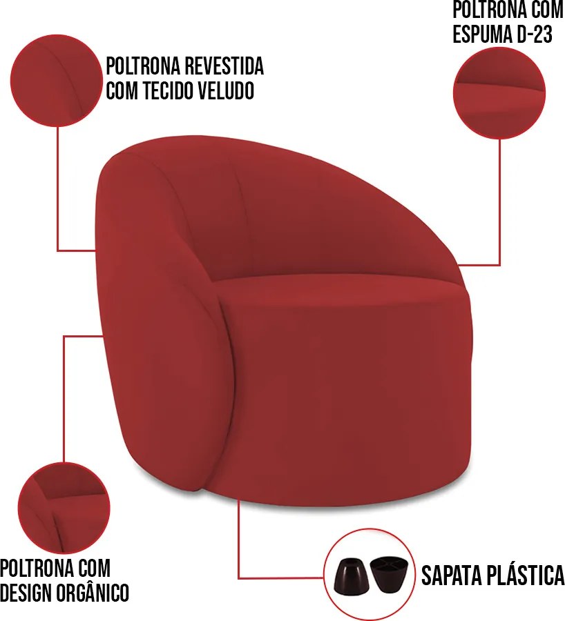 Poltrona Decorativa Orgânica Lua Veludo D03 - D'Rossi - Marsala