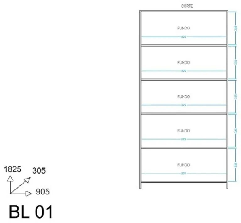 Estante 4 Prateleiras Livreiro Bl 01 - Branco