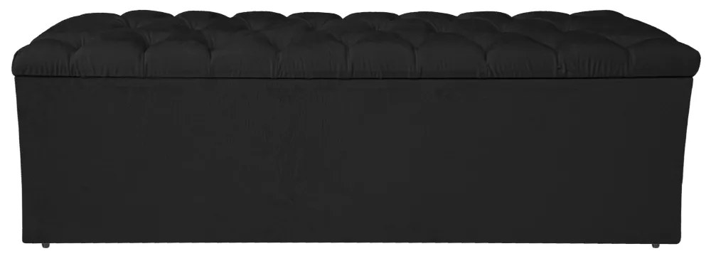 Calçadeira Estofada Liverpool 160 cm Queen Size Suede Preto - ADJ Decor