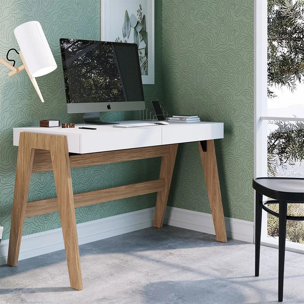 Escrivaninha Trend com 02 Gavetas Hanover e Off White A05 - D'Rossi