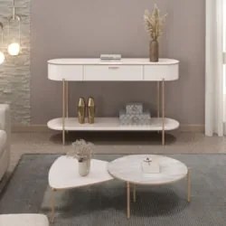 Aparador de Sala e Mesas de Centro Olivia D04 Off White - Mpozenato