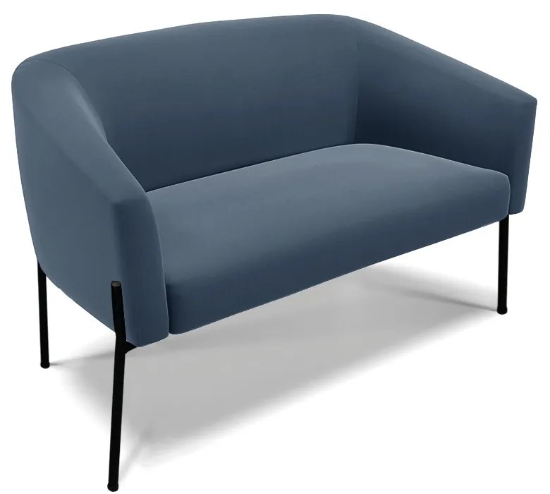 Namoradeira e 2 Poltronas Pé de Ferro Preto Stella Suede D03 - D'Rossi - Azul Marinho