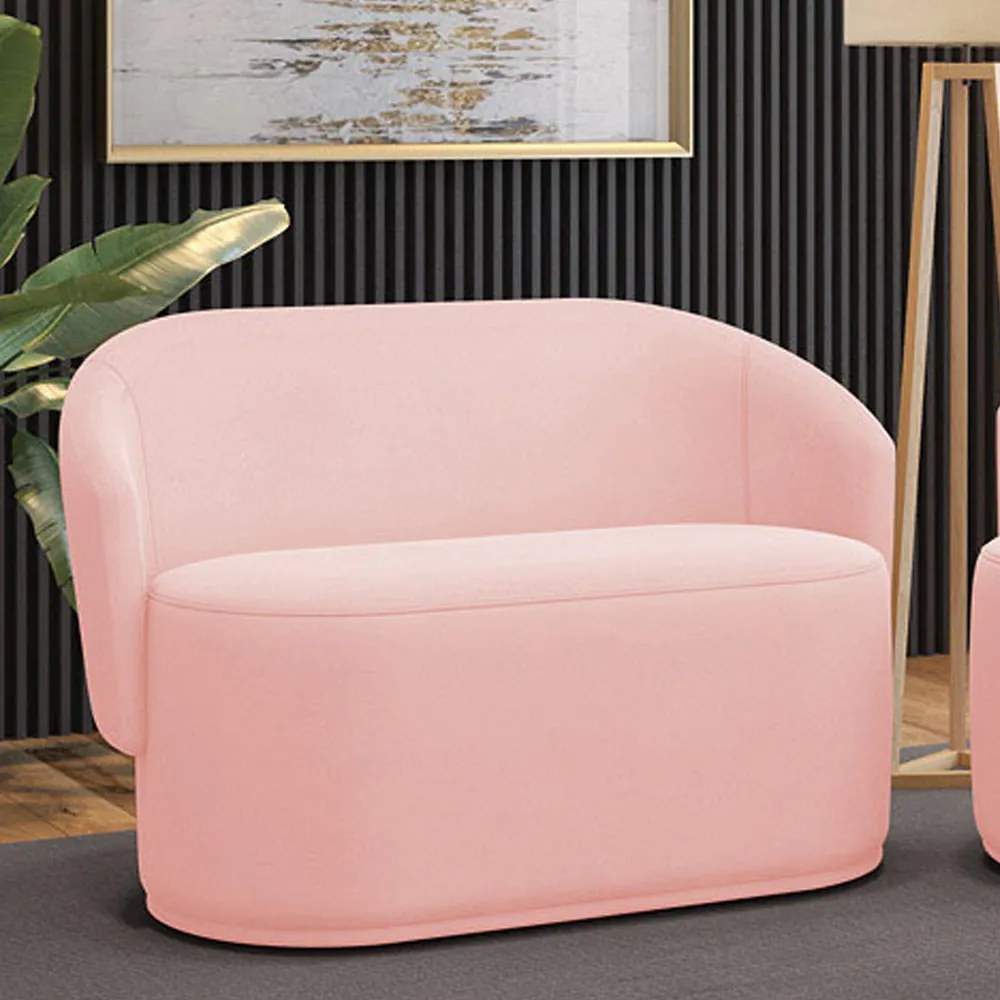 Sofá 2 Lugares Namoradeira Orgânica para Sala Malu Suede M11 - D'Rossi - Rosa Bebê