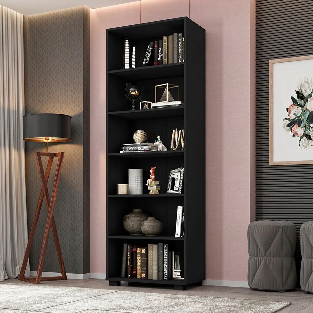 Livreiro Office Davi L01 Preto TX - ADJ DECOR