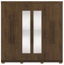 Guarda Roupa Casal 218cm Com Espelho Bolty Imbuia Rústico V02 - Mpozen