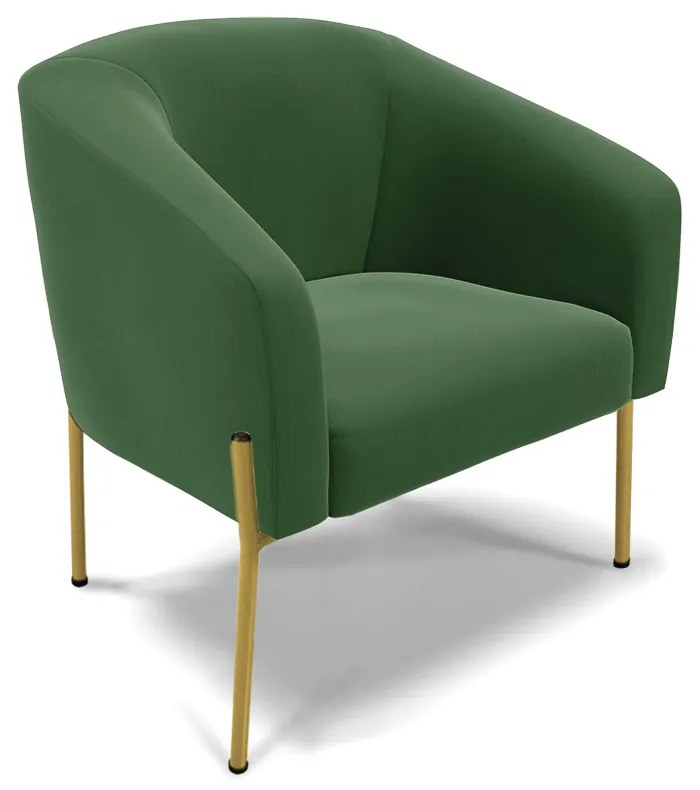 Namoradeira e 2 Poltronas Pé de Ferro Dourado Stella Suede Verde D03 - D'Rossi