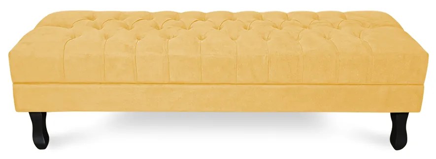 Puff Baú Decorativo Capitonê Luis XV 90x40cm Suede Amarelo - Sheep Estofados - Amarelo