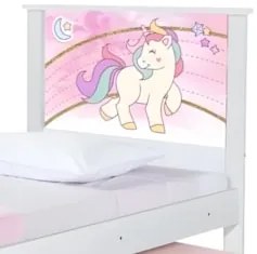Cama Solteiro Infantil Com Auxiliar 188x88cm Unicórnio K06 - Mpozenato