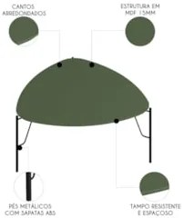 Mesa de Centro Alta Para Sala Pés Metálicos Blen Musgo/Preto I06 - Mpo