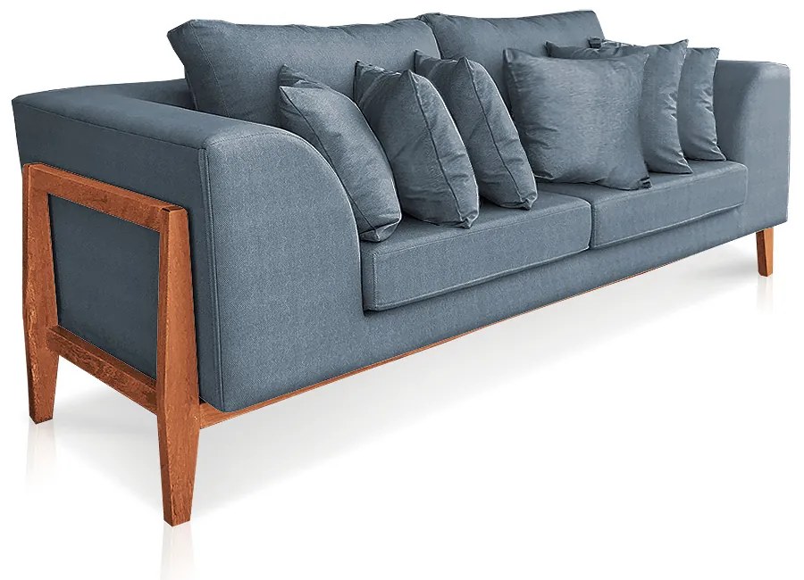 Sofá 02 Lugares Lucy 2,25m Base Madeira C05 - D'Rossi - Bege