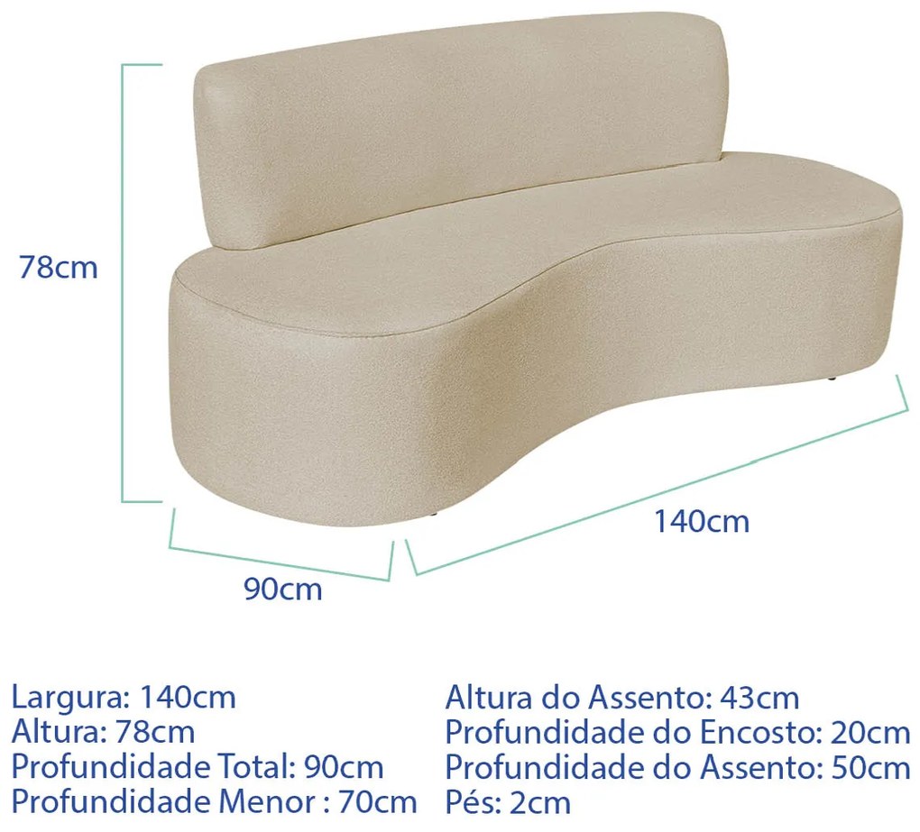 Kit Sofá Curvo Amsterdã 140cm e Poltrona Luiza Max Suede