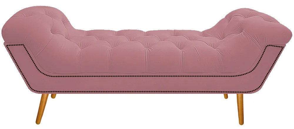 Calçadeira Estofada Veneza 195 cm King Size Suede Rosa Bebê - ADJ Decor