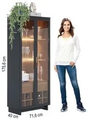 Cristaleira Adega 2 Portas 1 Gaveta Tijuca C05 Preto Fosco/Noce Milano