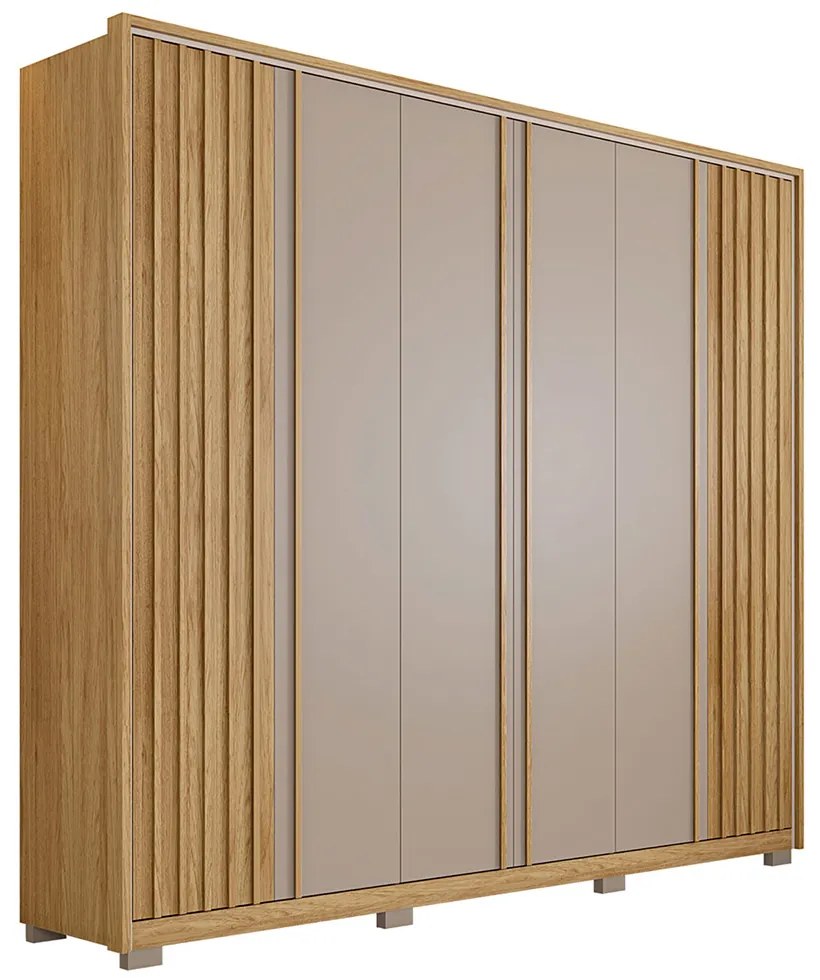 Guarda Roupa Casal 268cm Bravus 6 Portas de Bater com 4 Gavetas MDP Buriti/Fendi G11 - Gran Belo