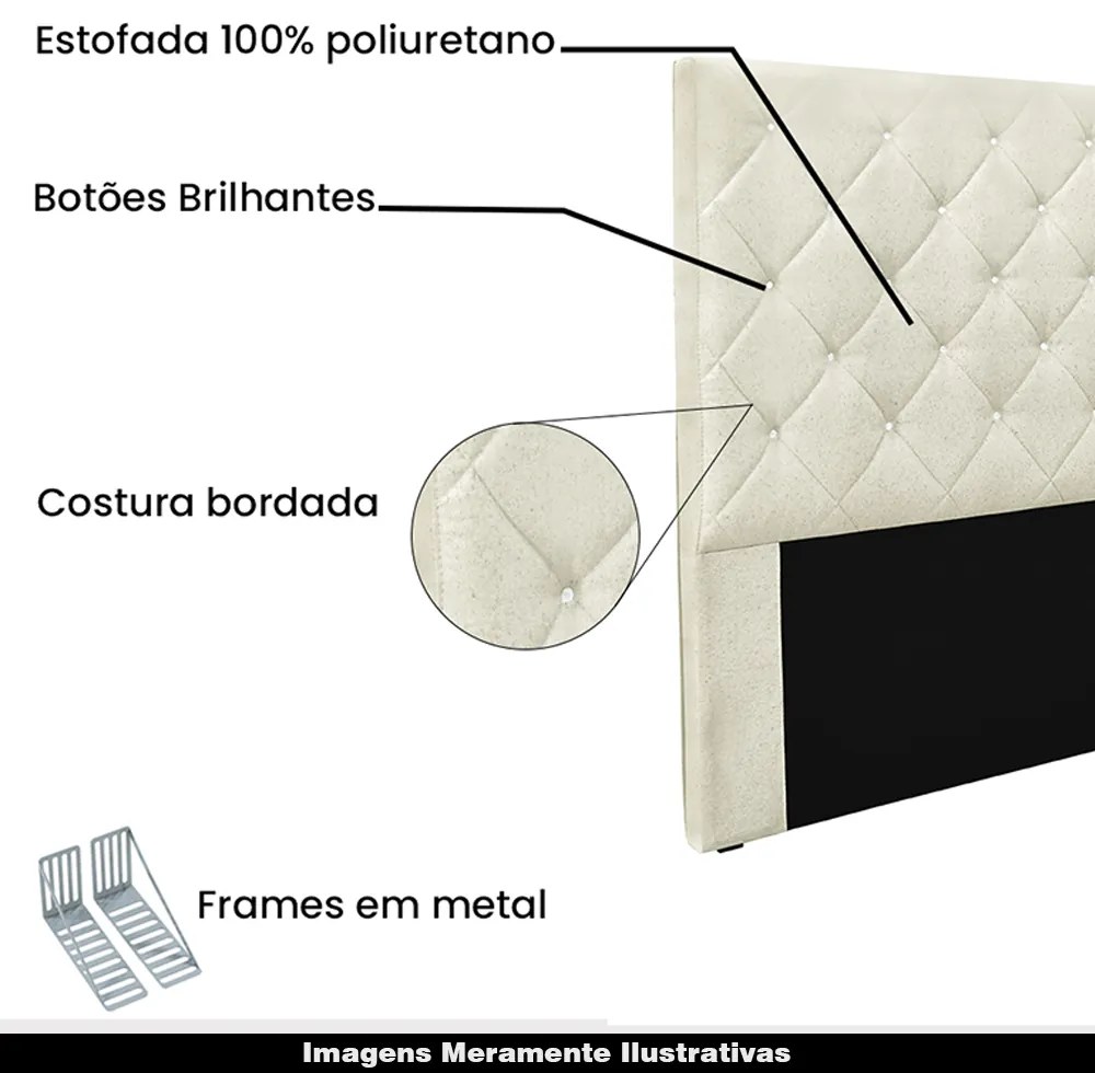 Cabeceira Decorativa Casal 1,40M Tàzio Linho Natural G63 - Gran Belo