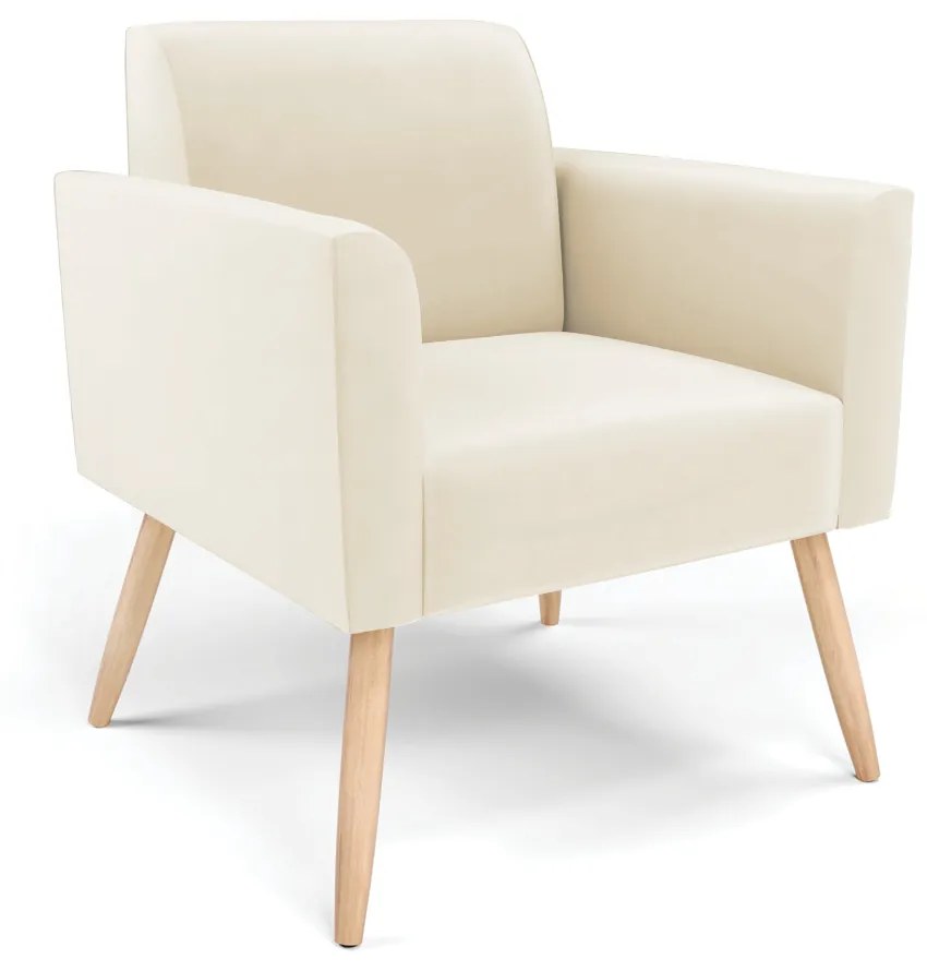 Sofá Namoradeira com 2 Poltronas Pés Palito Natural Marisa Veludo D03 - DRossi - Bege