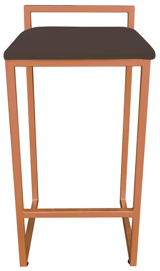 Banqueta Alta Lavínia Suede Marrom Base Cobre D'Rossi