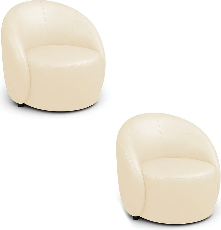 Poltrona Decorativa Orgânica Giratória kit 2 Lua Sintético PU D03 - D'Rossi  - Bege