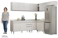 Armário de Cozinha Modulado de Canto 7 Peças CP23 Balcão com Tampo Bra