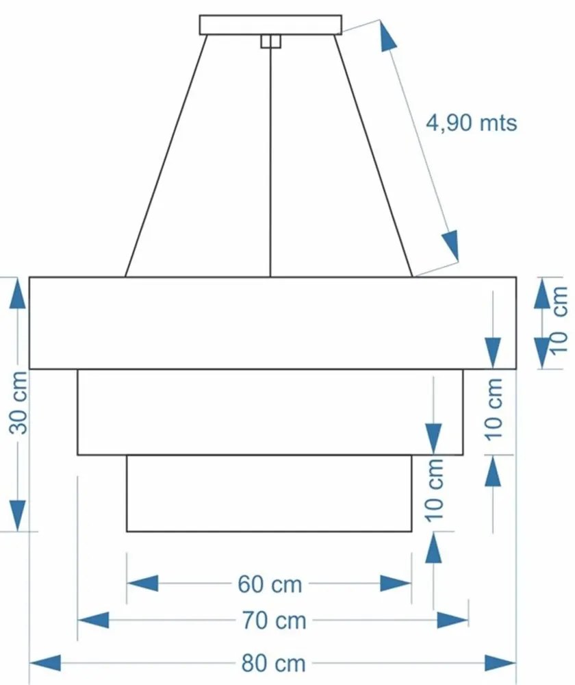 Lustre Pendente Triplo Quadrado Md-4165 Cúpula em Tecido Algodão Crú - Bivolt